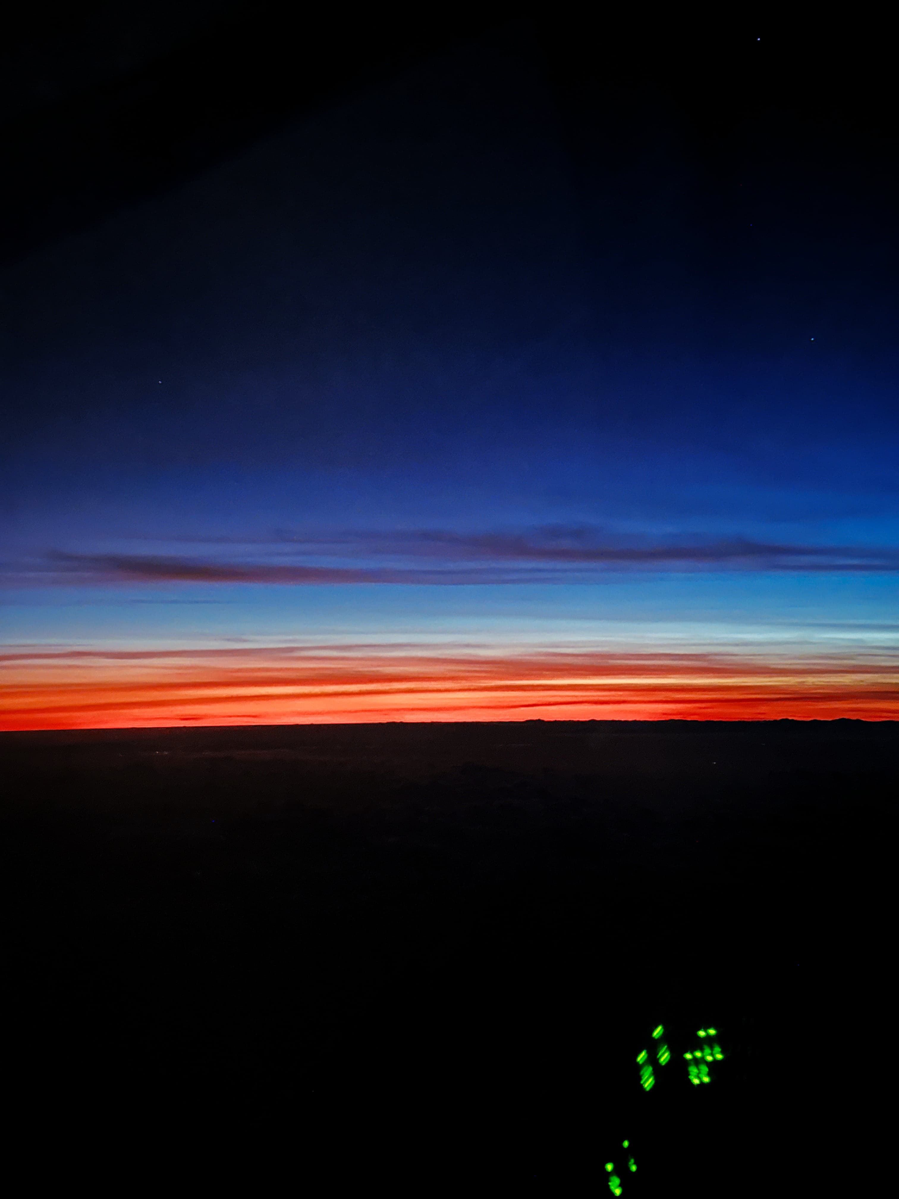 Sunrise from the airplane window, arriving at KIX